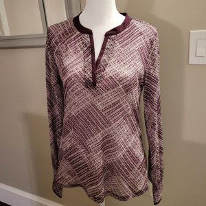 The Limited Burgundy & White Mesh Top